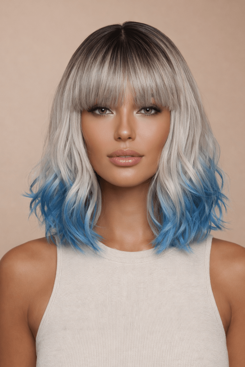 JORDAN - Ombre Blue - Fringe Wig - Milk &amp; Honey Wigs