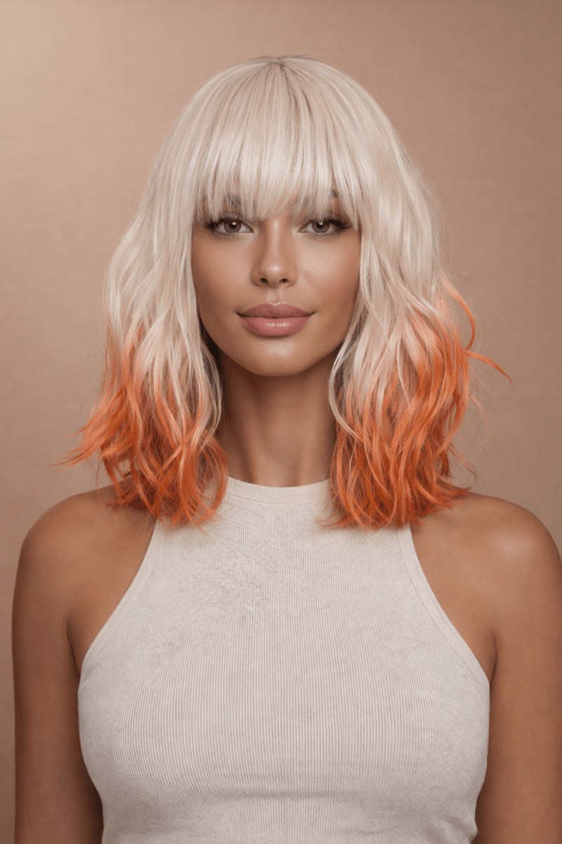 JORDAN - Ombre Orange - Fringe Wig - Milk &amp; Honey Wigs