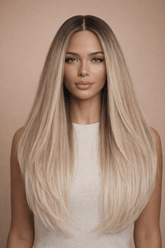 JORDI - Honey Ombre Blonde - Lace Front Wig | Blonde, 22 Inch, T-Part Lace Front, Synthetic Hair | Milk & Honey Wigs
