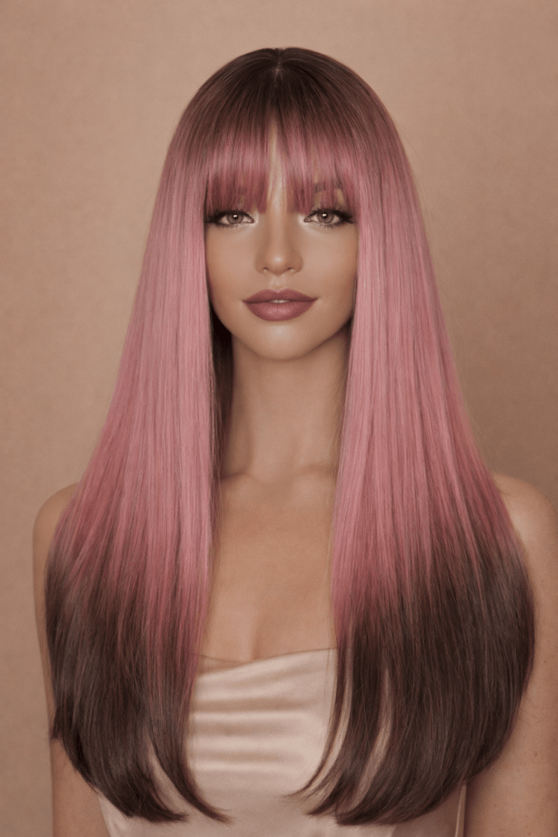 KAIA - Ombre Pink - Fringe Wig - Milk &amp; Honey Wigs