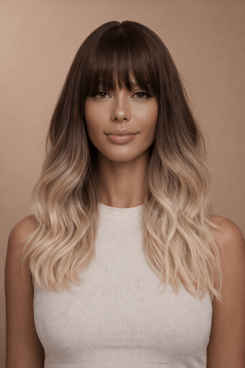 KARLEE - Brown Ombre - Fringe Wig - Milk &amp; Honey Wigs