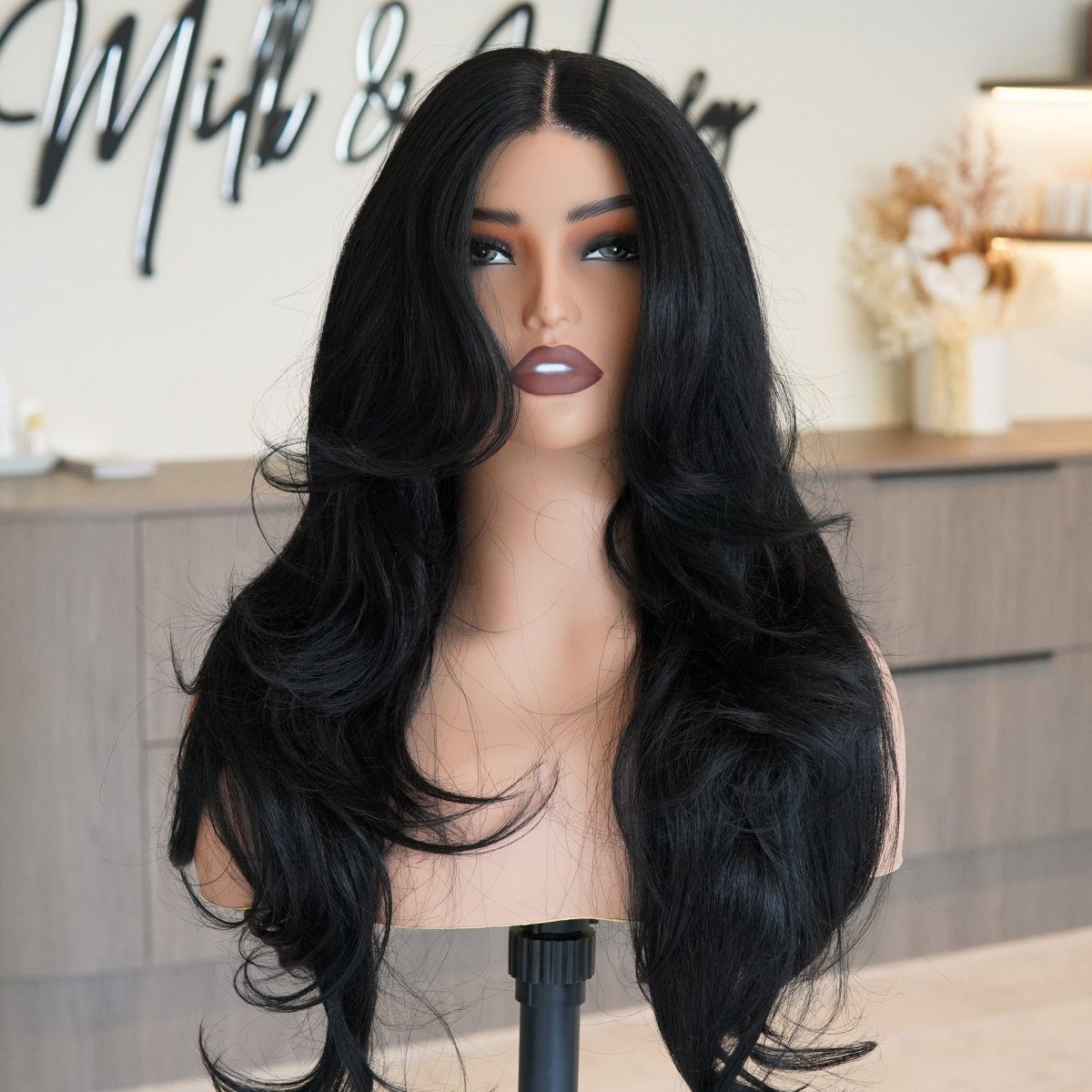 KATHY Natural Black Lace Front Wig - Milk &amp; Honey Wigs