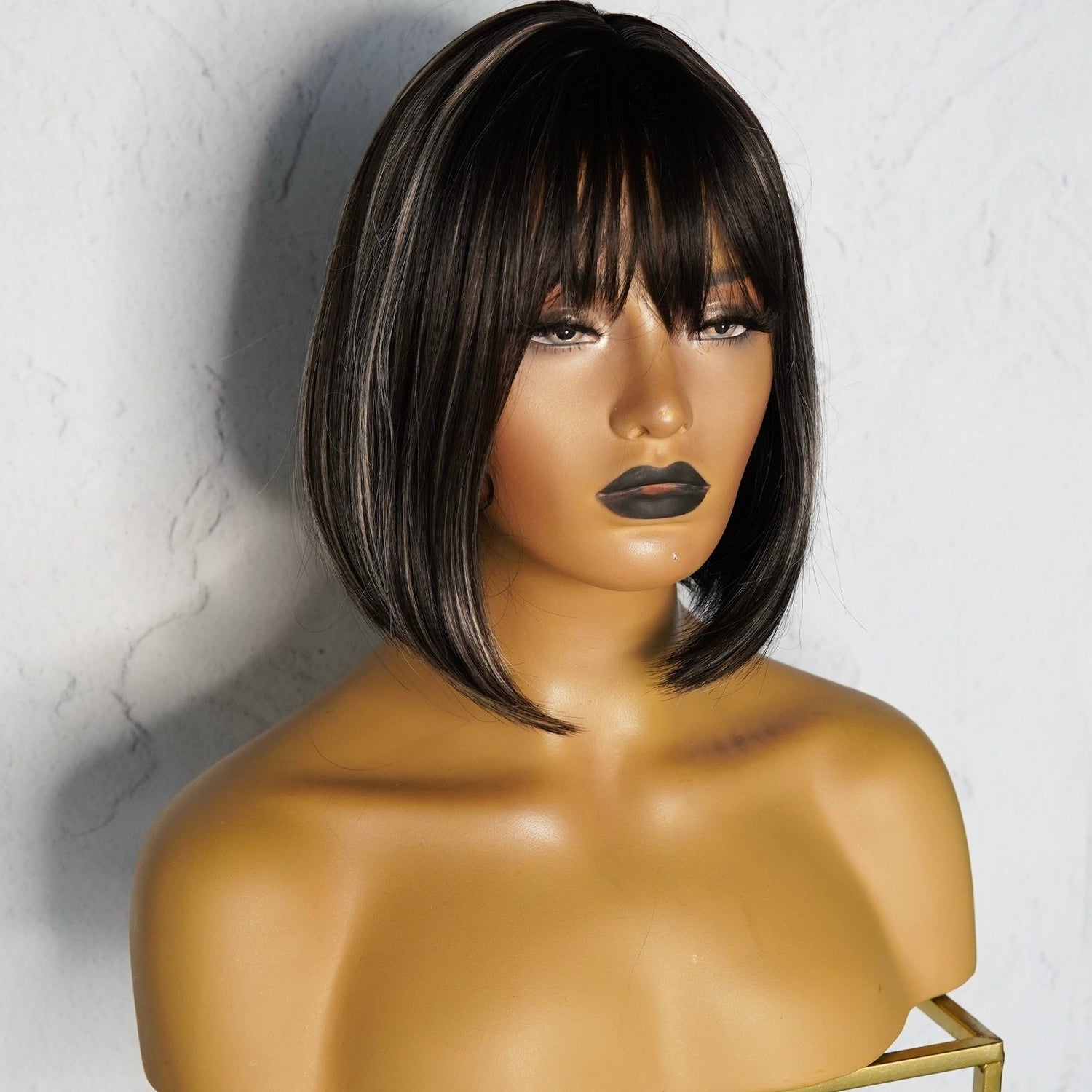 KIKI Black Highlights Fringe Wig - Milk &amp; Honey Wigs