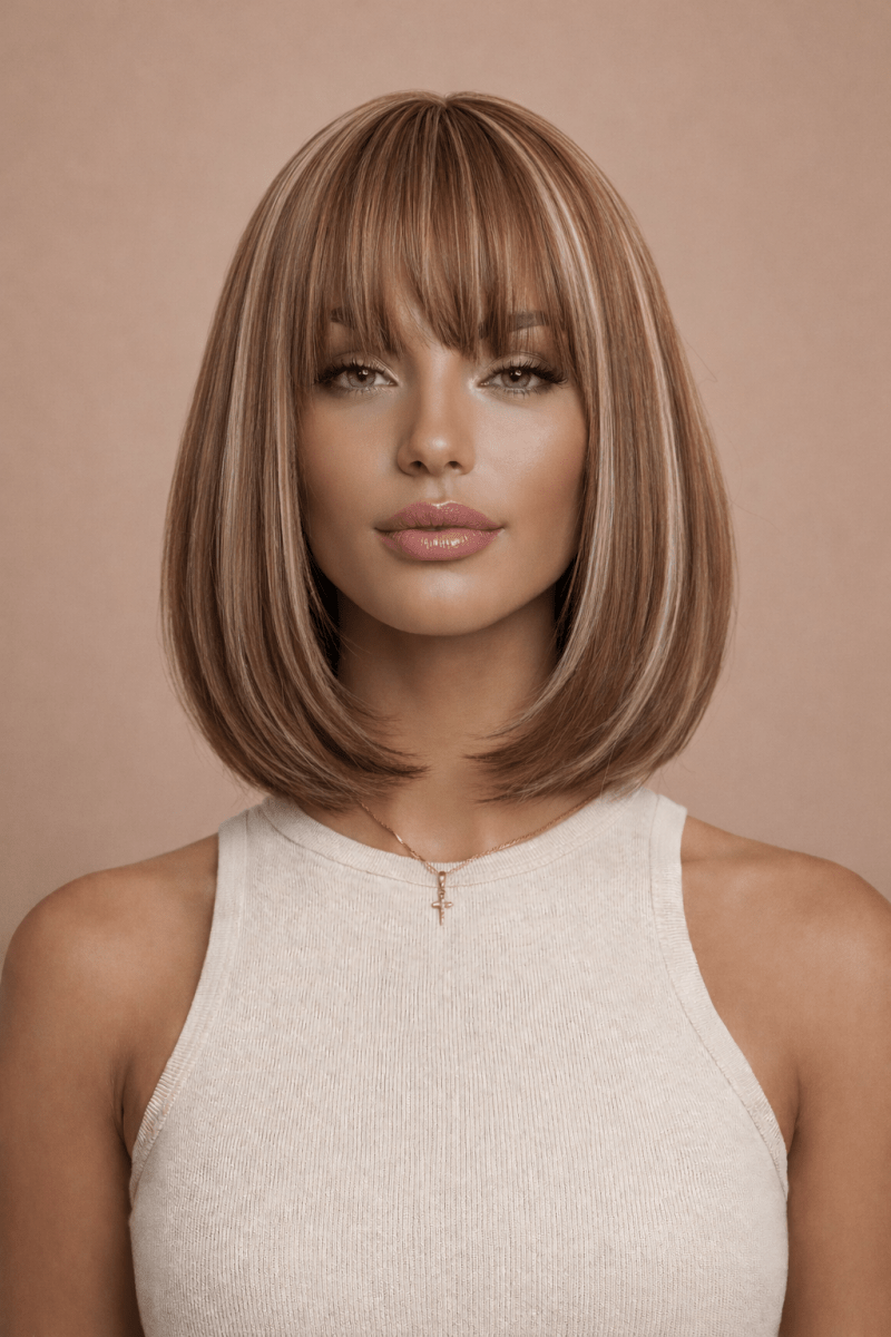 KIKI - Blonde Highlights - Fringe Wig - Milk &amp; Honey Wigs