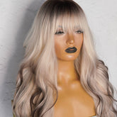 KINSLEY Blonde to Dark Brown Ombre Fringe Wig - Milk & Honey Wigs