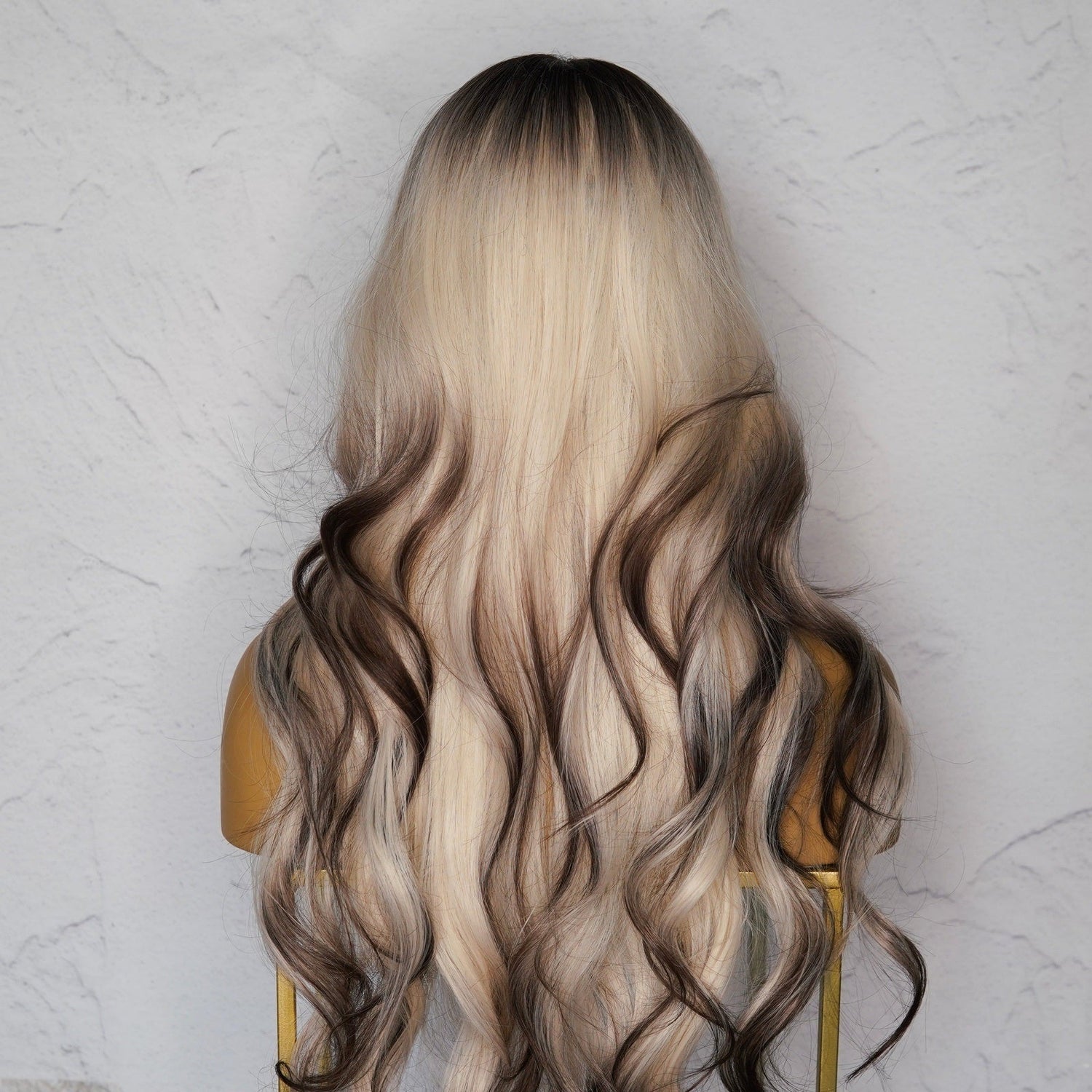 KINSLEY Blonde to Dark Brown Ombre Fringe Wig - Milk &amp; Honey Wigs