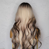 KINSLEY Blonde to Dark Brown Ombre Fringe Wig - Milk & Honey Wigs