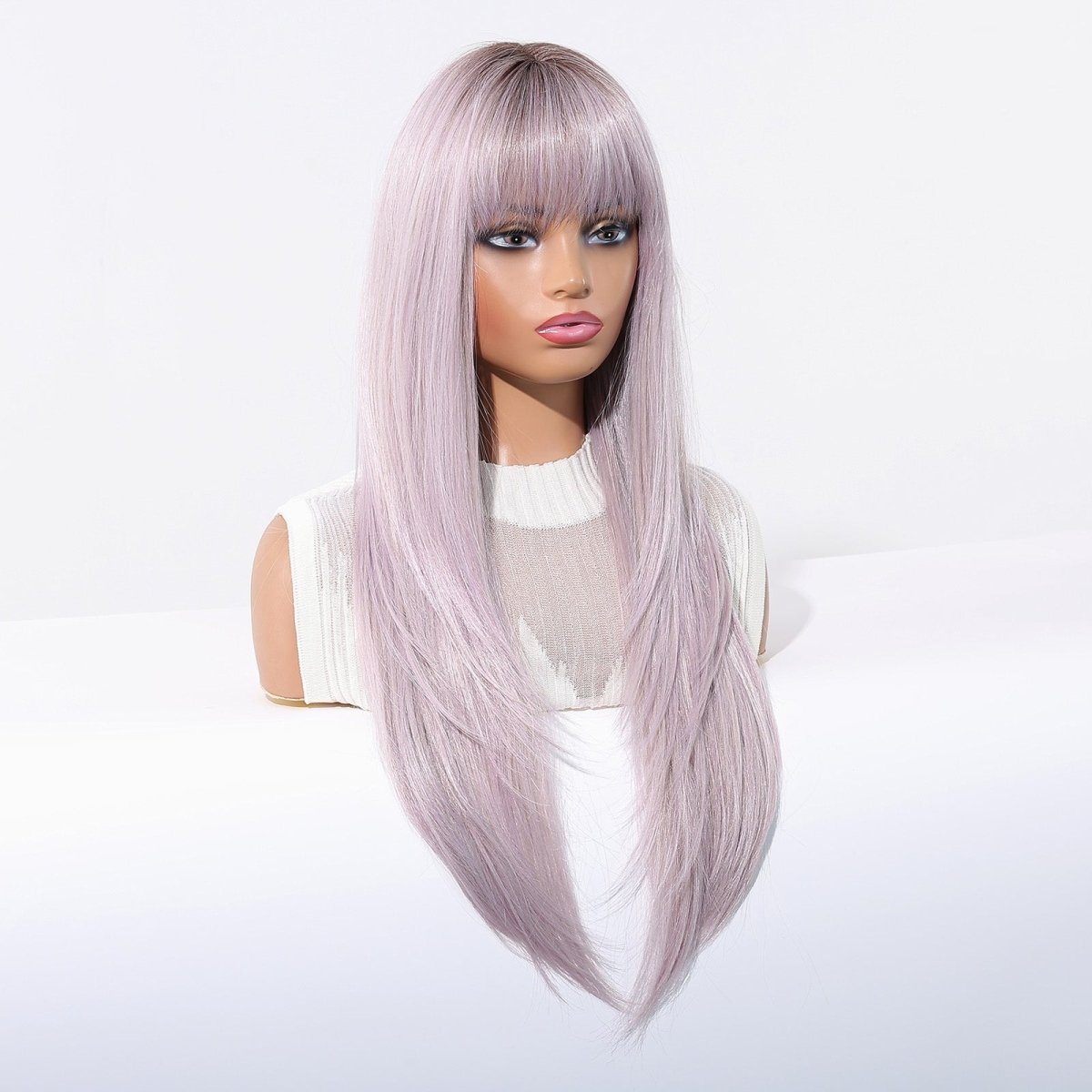 Lavender Ice Long Straight with Fringe Wig - MARKETPLACE - Milk &amp; Honey Wigs