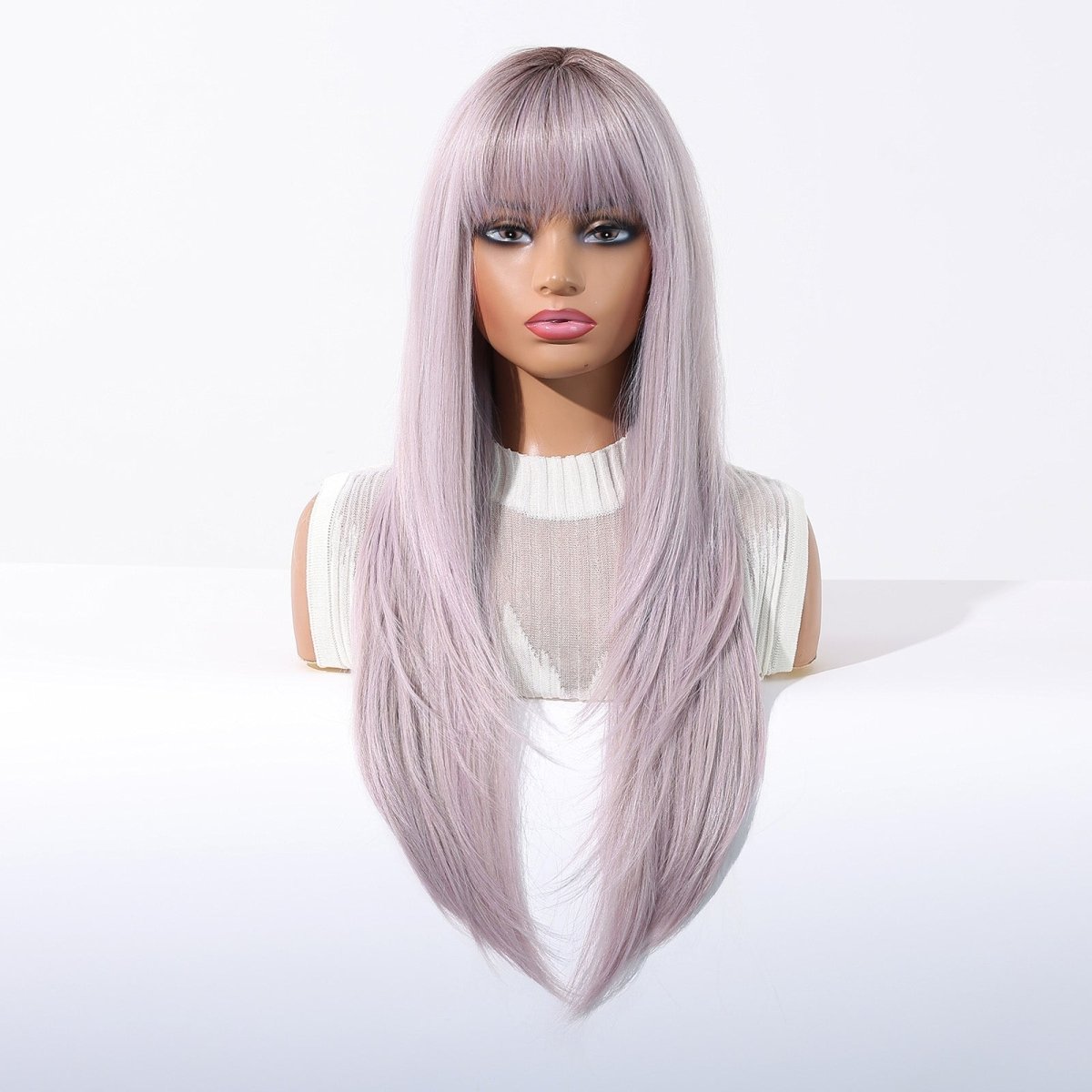Lavender Ice Long Straight with Fringe Wig - MARKETPLACE - Milk &amp; Honey Wigs