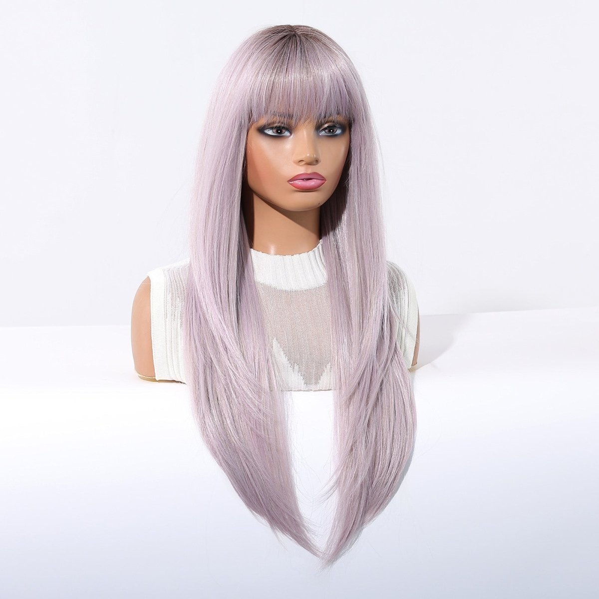 Lavender Ice Long Straight with Fringe Wig - MARKETPLACE - Milk &amp; Honey Wigs