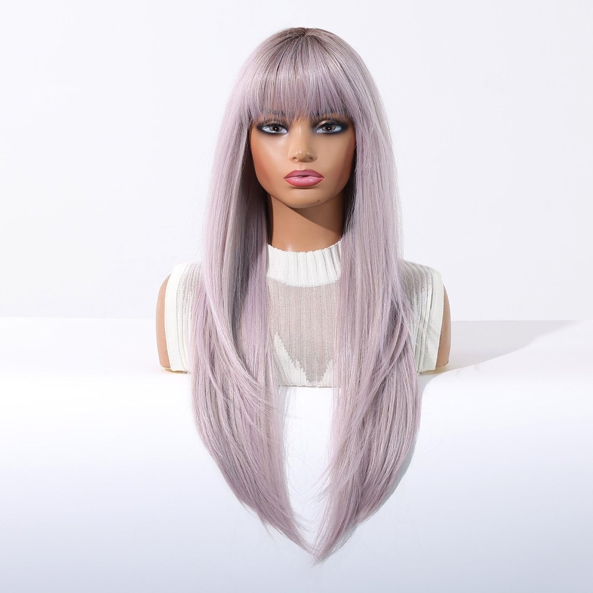 Lavender Ice Long Straight with Fringe Wig - MARKETPLACE - Milk &amp; Honey Wigs