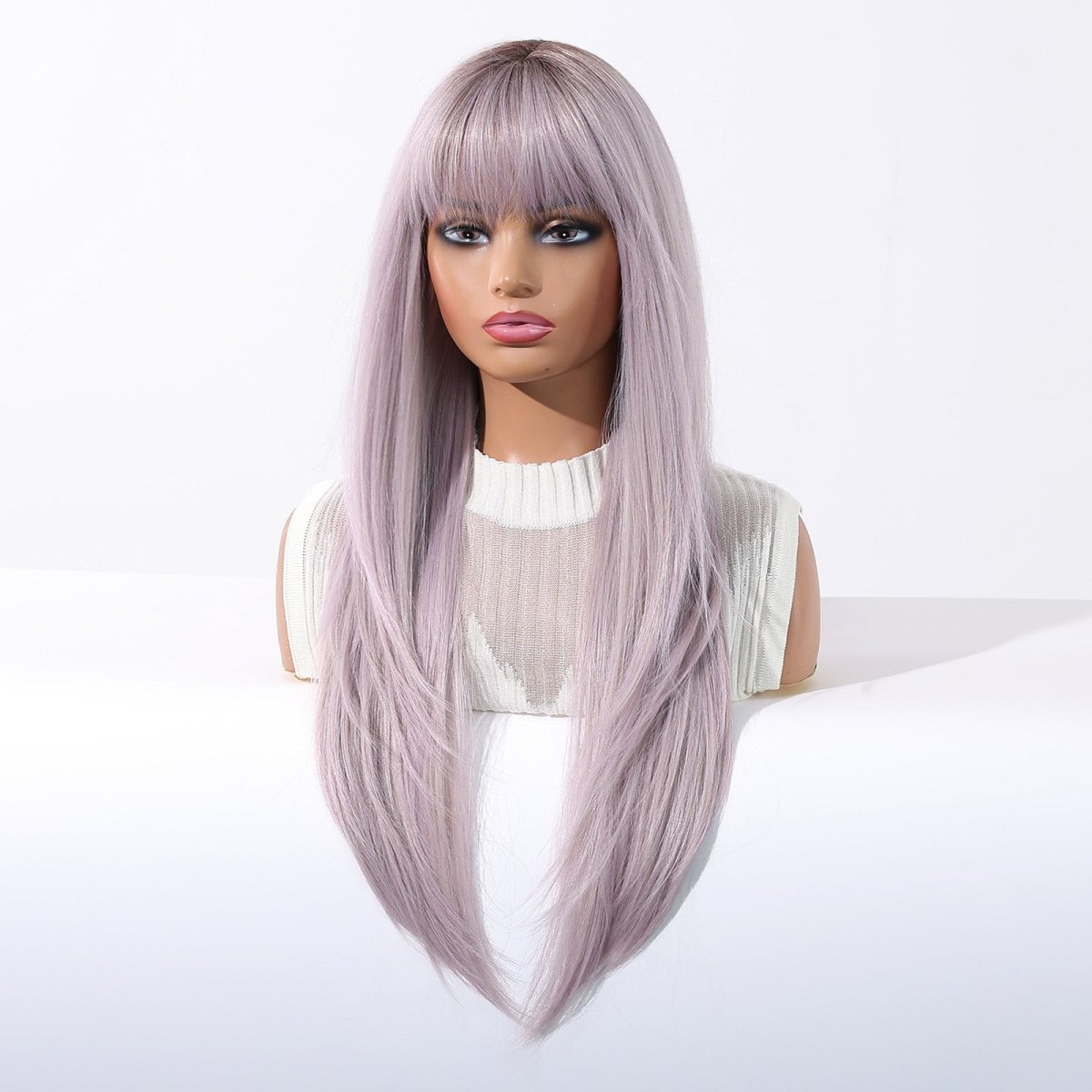Lavender Ice Long Straight with Fringe Wig - MARKETPLACE - Milk &amp; Honey Wigs