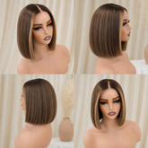 LISA brown ombre human hair lace front bob wig | Milk & Honey Wigs