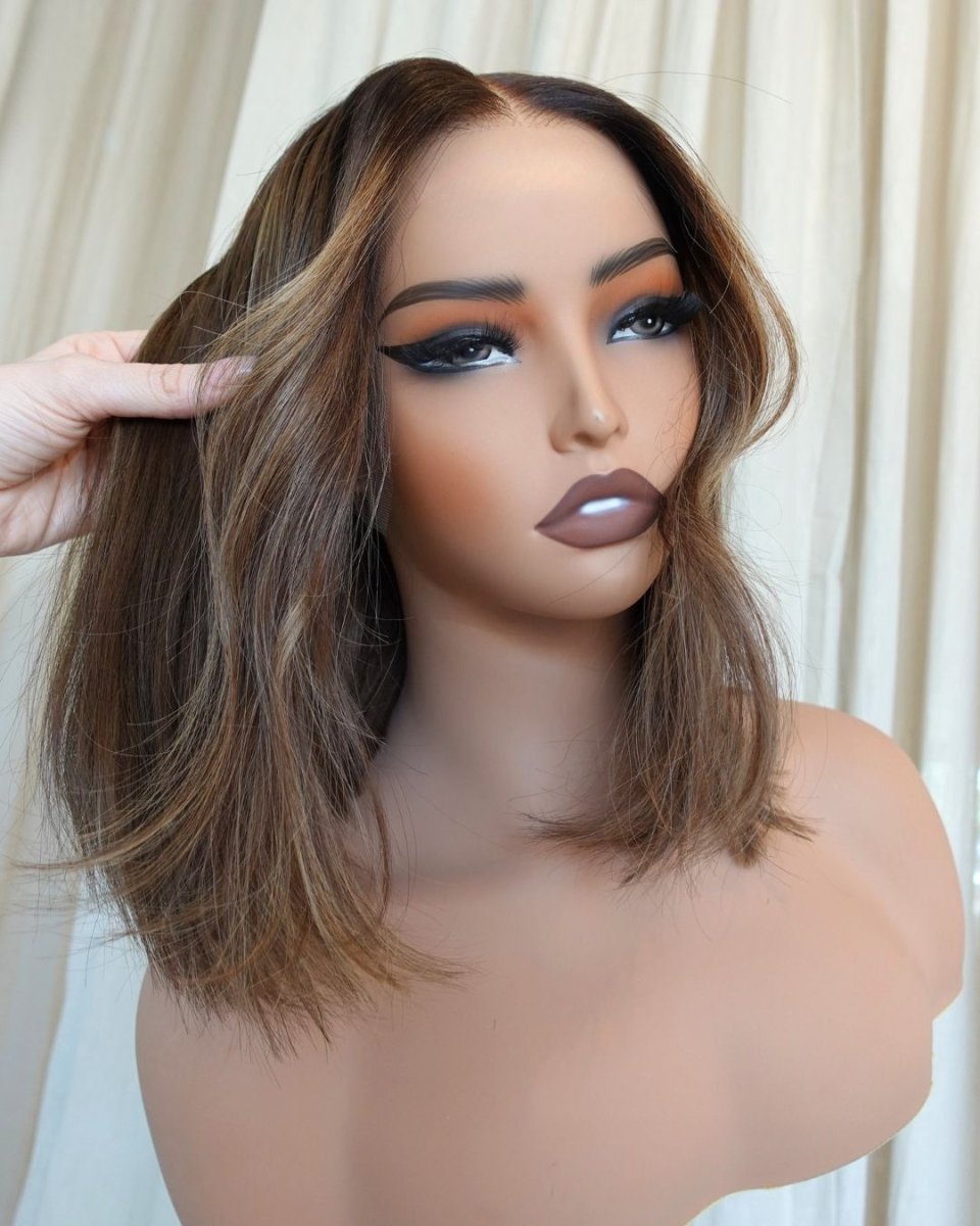 LISA Brown Ombre Human Hair Lace Front Wig - Milk &amp; Honey Wigs