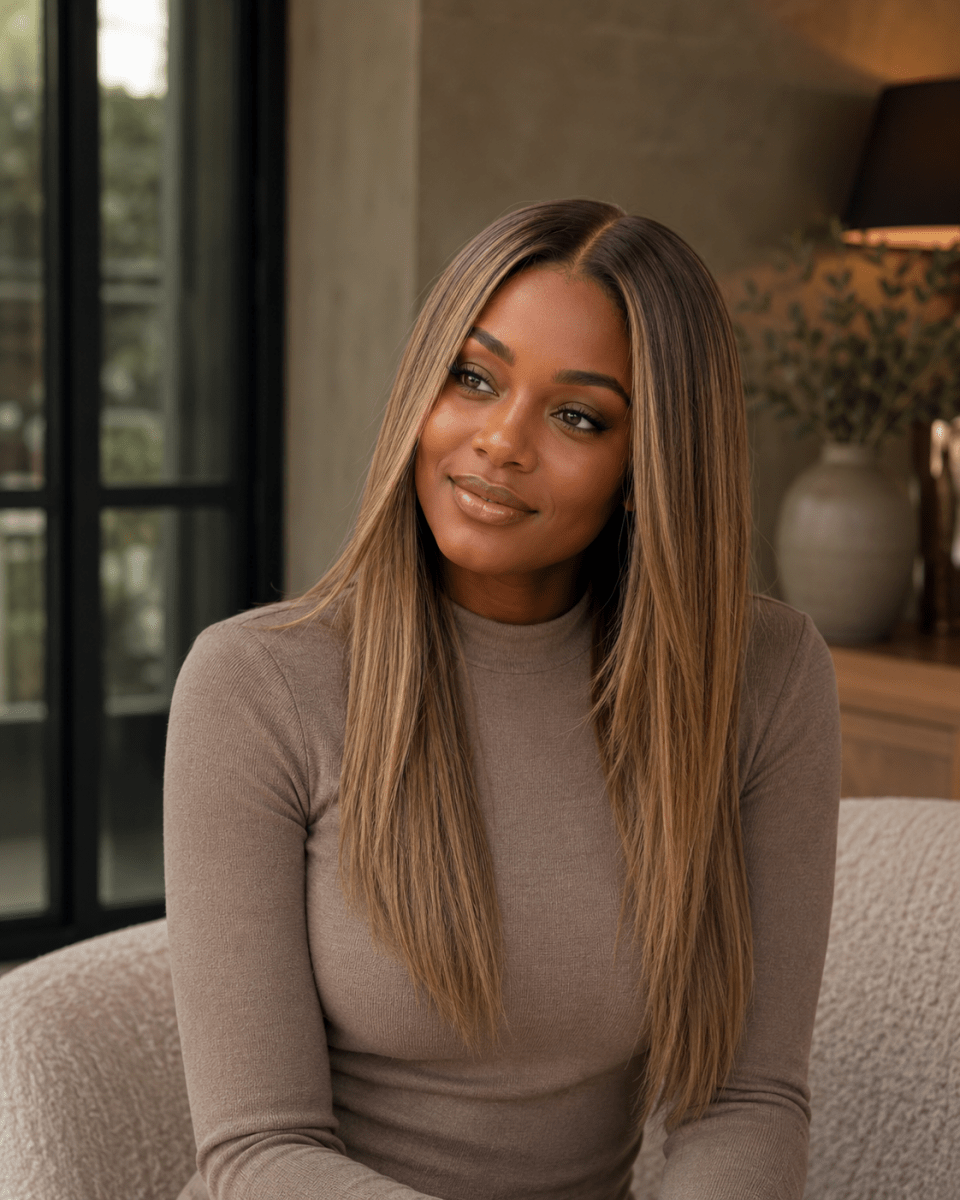 LISA - Brown Ombre - Human Hair Wig - Milk &amp; Honey Wigs