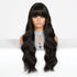 Long Wavy Natural Black with bangs Wig - MARKETPLACE - Milk & Honey Wigs