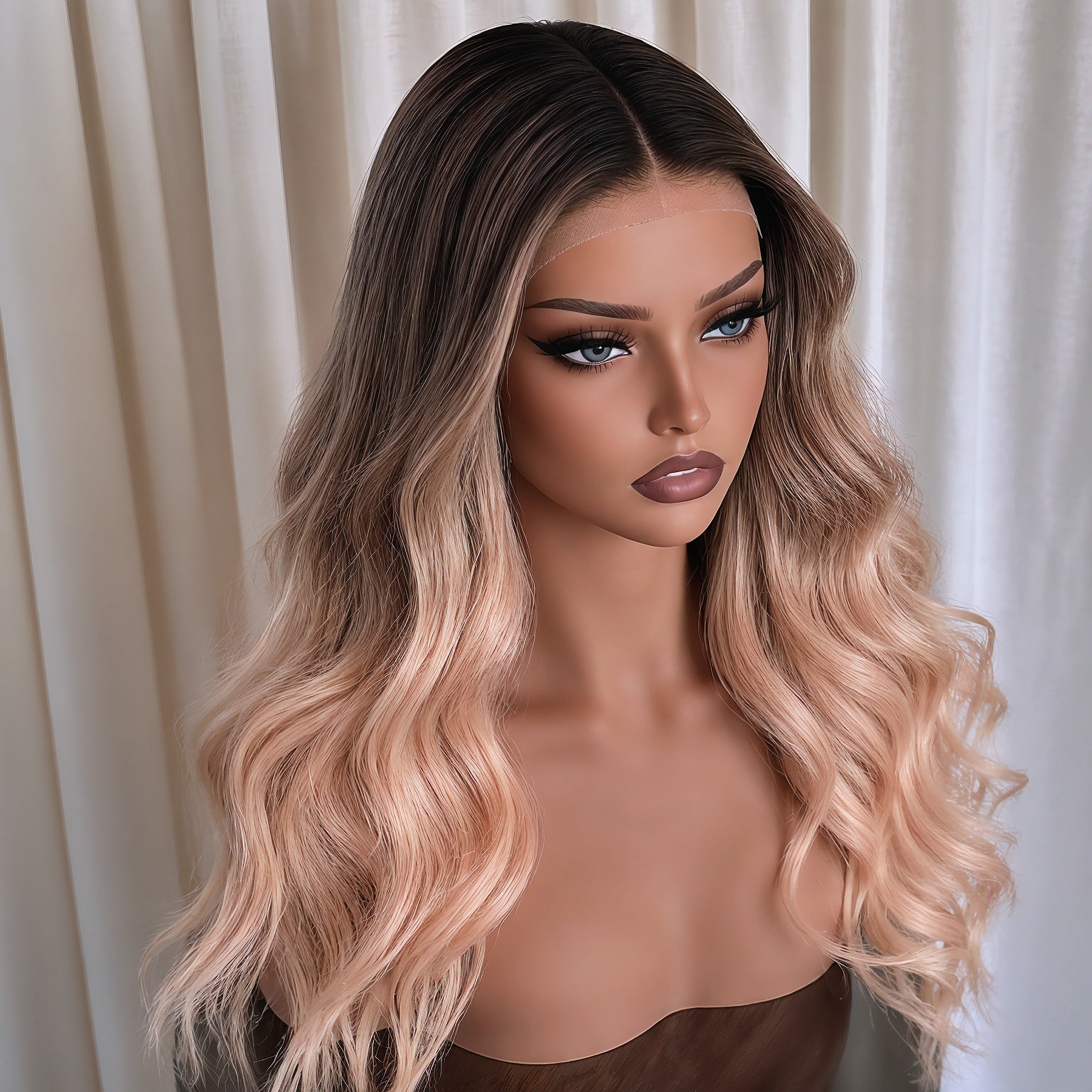 ALINA 18 INCH - Ombre Brown - Human Hair Wig