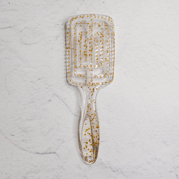 LUXE RECTANGLE DETANGLE BRUSH - Gold Glitter