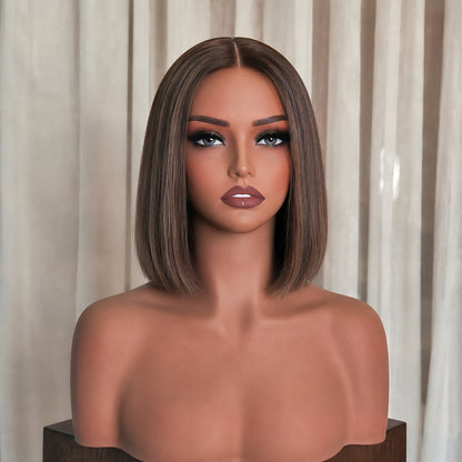 LOUISE 10 INCH bob - Chocolate Brown - Human Hair Wig
