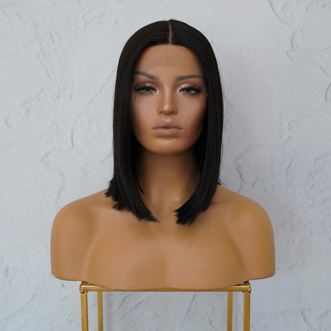 Natrual Black 14&quot; Human Hair 13x6 Lace Front Wig - Milk &amp; Honey Wigs