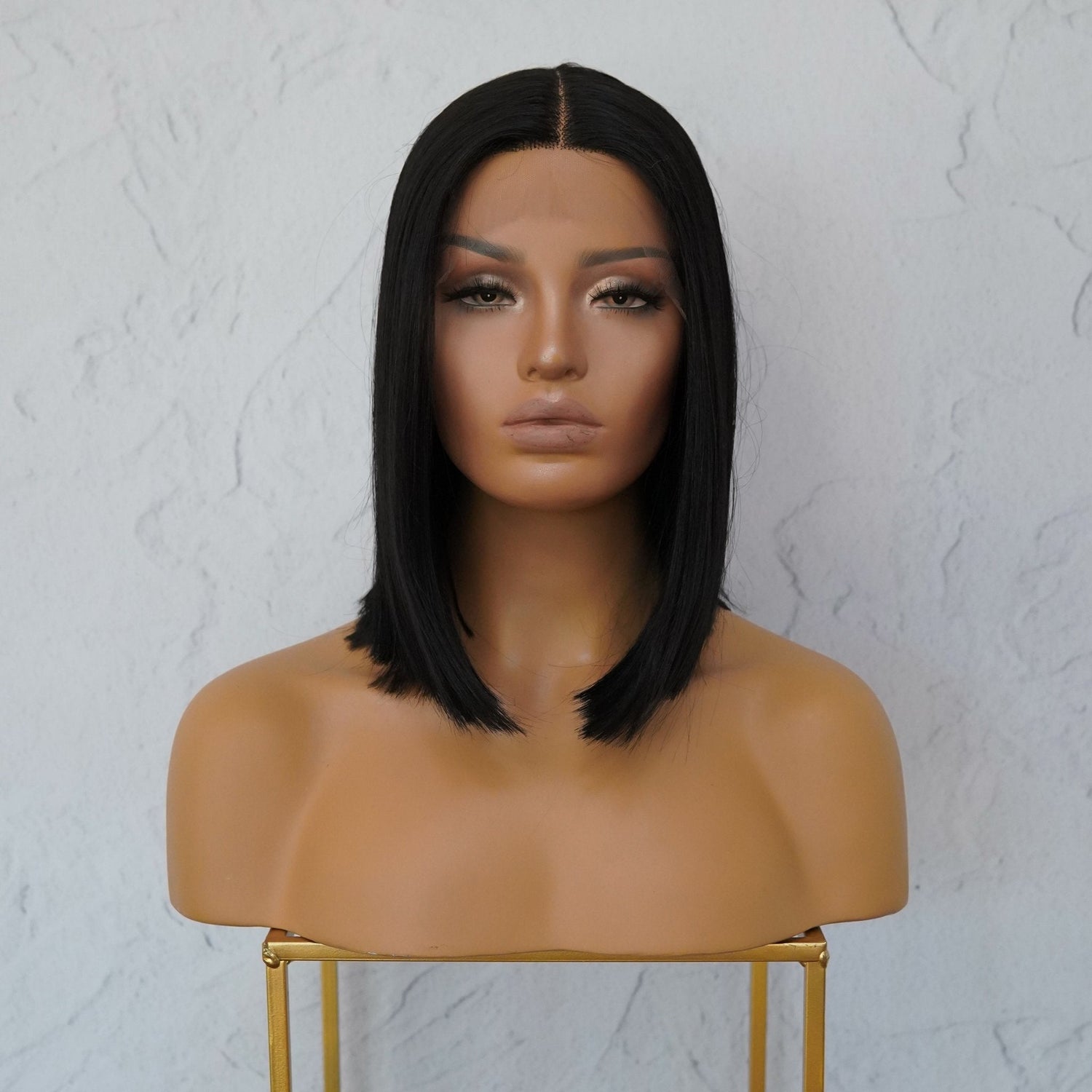 Natrual Black 14&quot; Human Hair 13x6 Lace Front Wig - Milk &amp; Honey Wigs