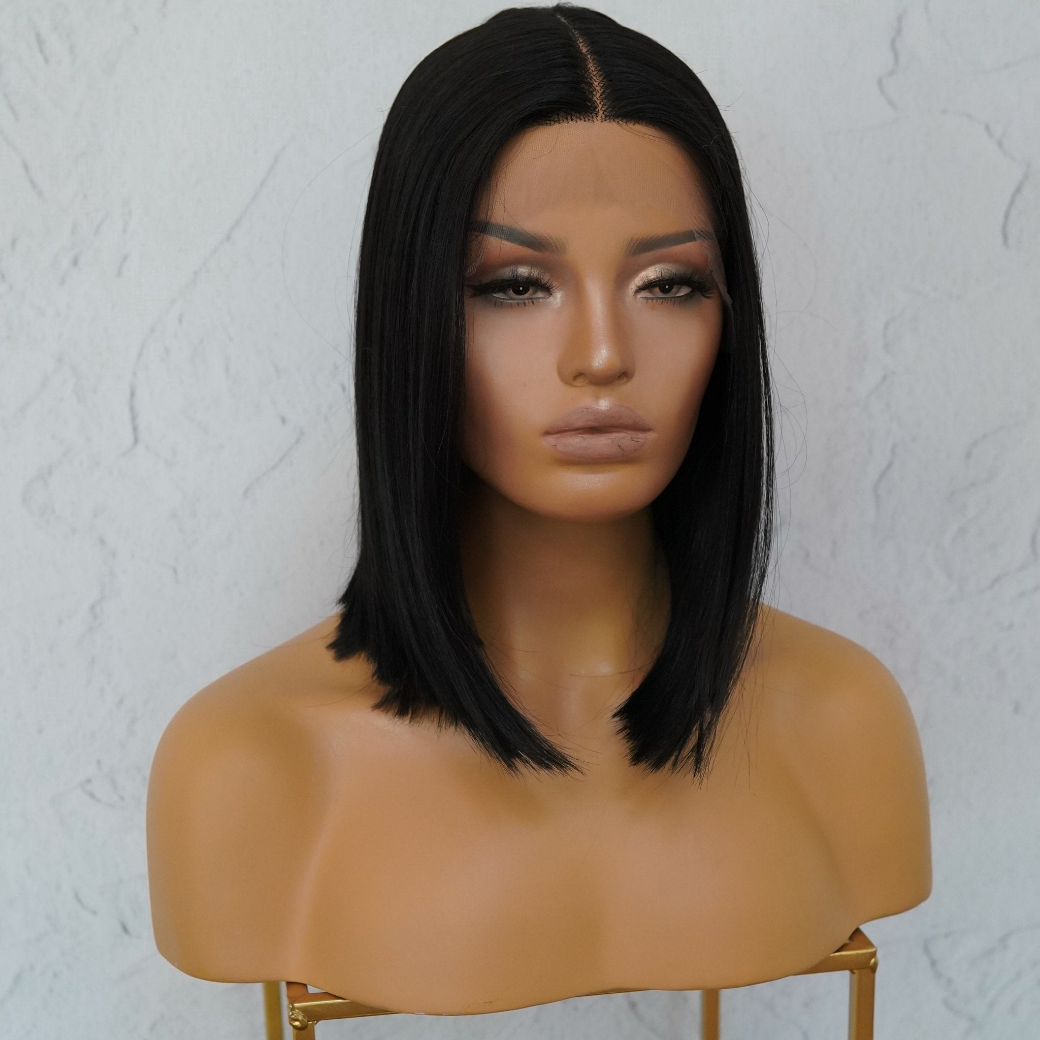 Natrual Black 14" Human Hair 13x6 Lace Front Wig - Milk & Honey Wigs