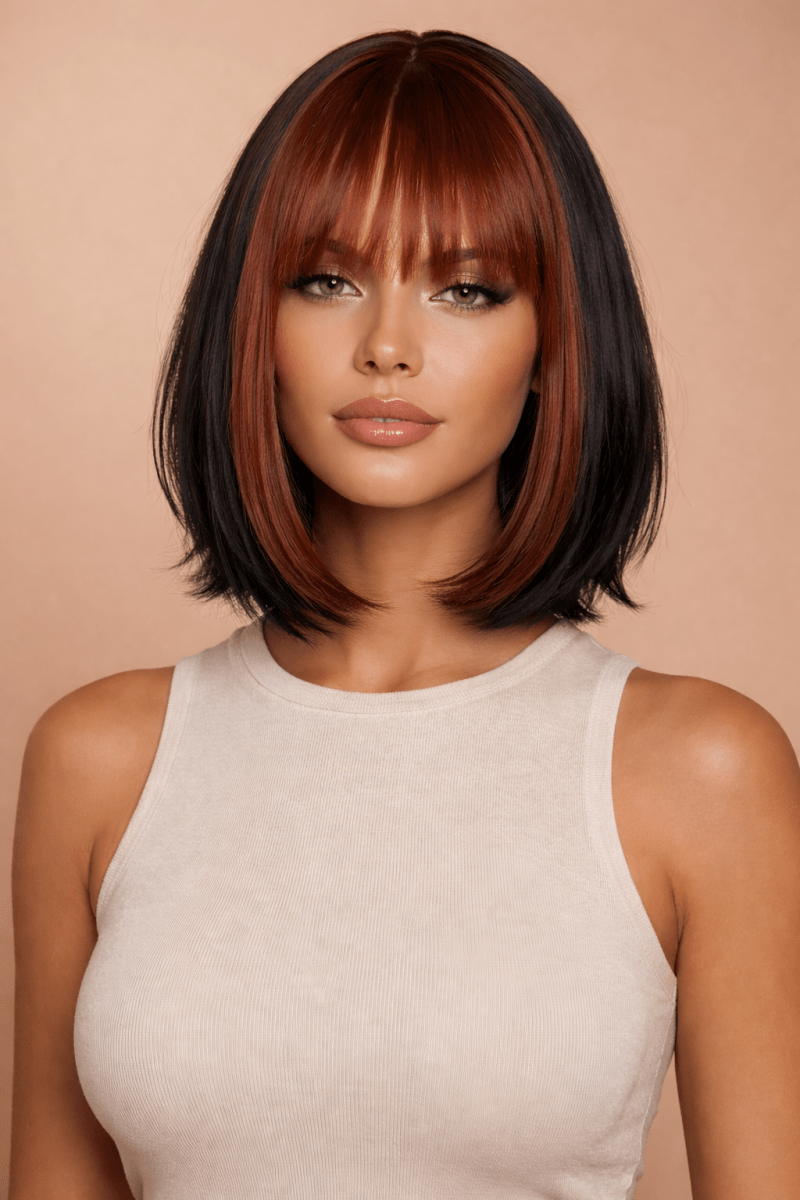 NELLY - Brown - Fringe Wig | Brown, 12 Inch &amp; Shorter, Fringe, Synthetic Hair | Milk &amp; Honey Wigs