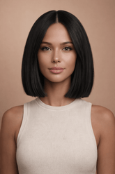 NICOLE BOB - Natural Black - Human Hair Wig | Black, 16 Inch, 13x6 Lace Front, Human Hair | Milk & Honey Wigs