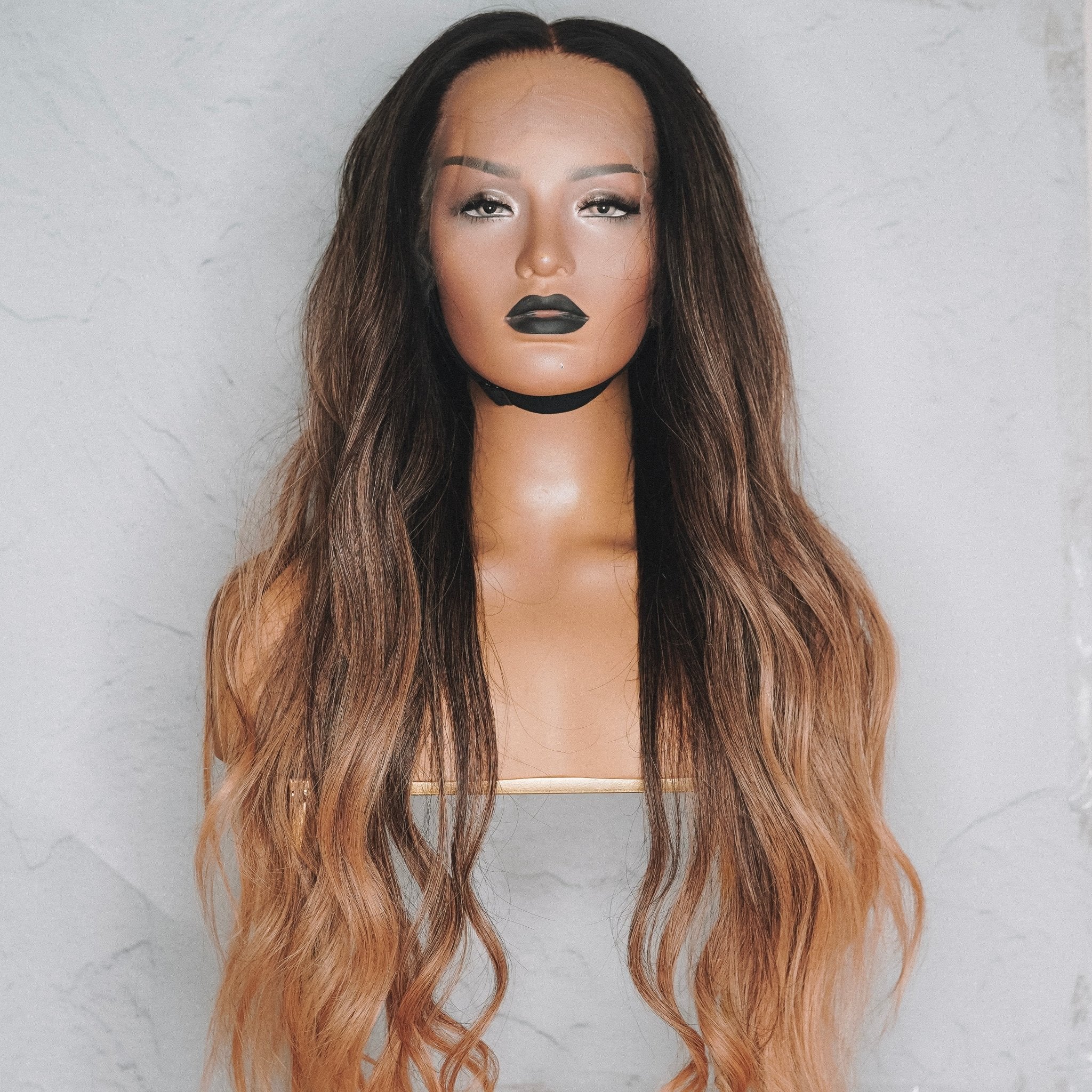 OLIVE Ombre Brown Human Hair Lace Front Wig - Milk & Honey Wigs