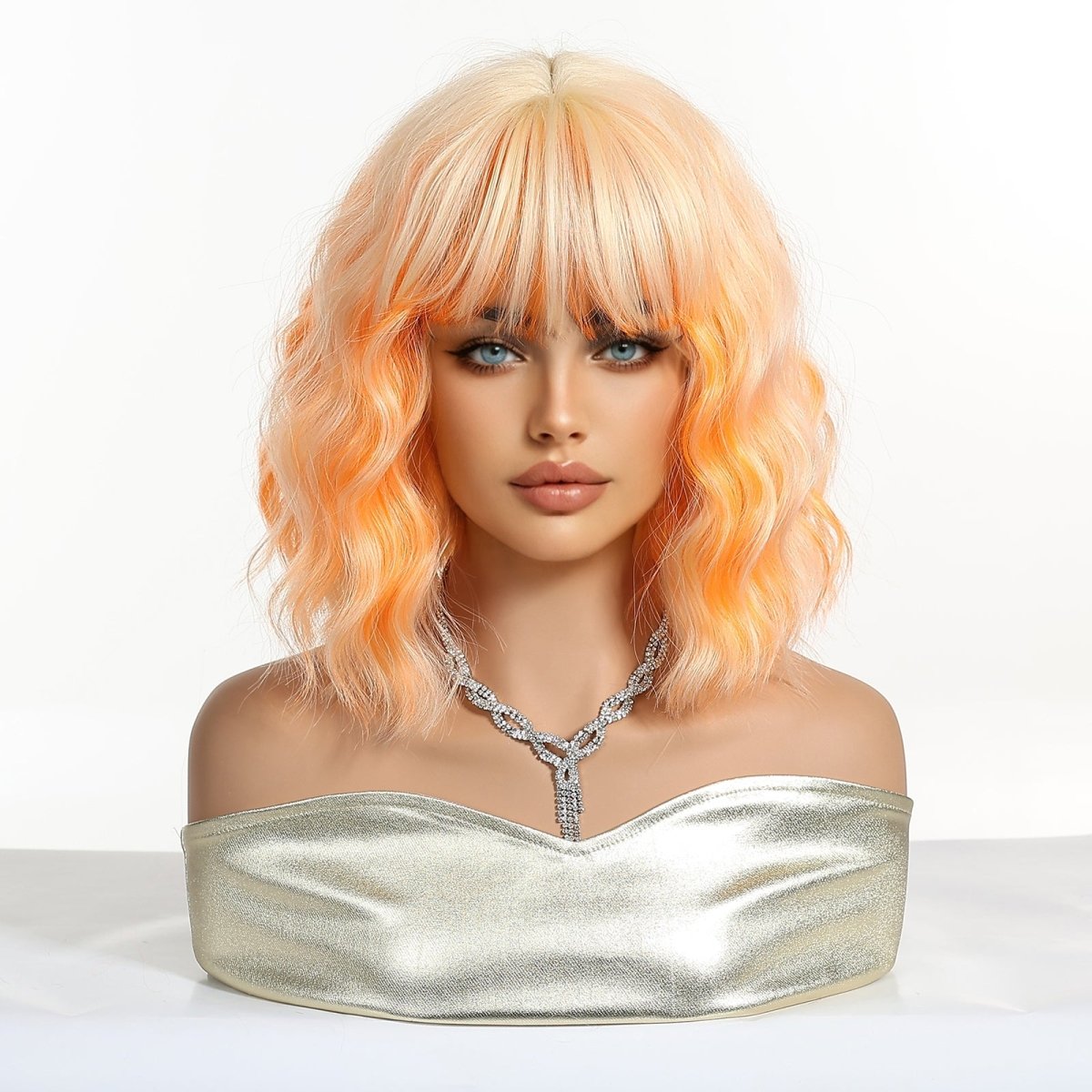 Peach Orange Wavy Bob Wig - MARKETPLACE - Milk &amp; Honey Wigs
