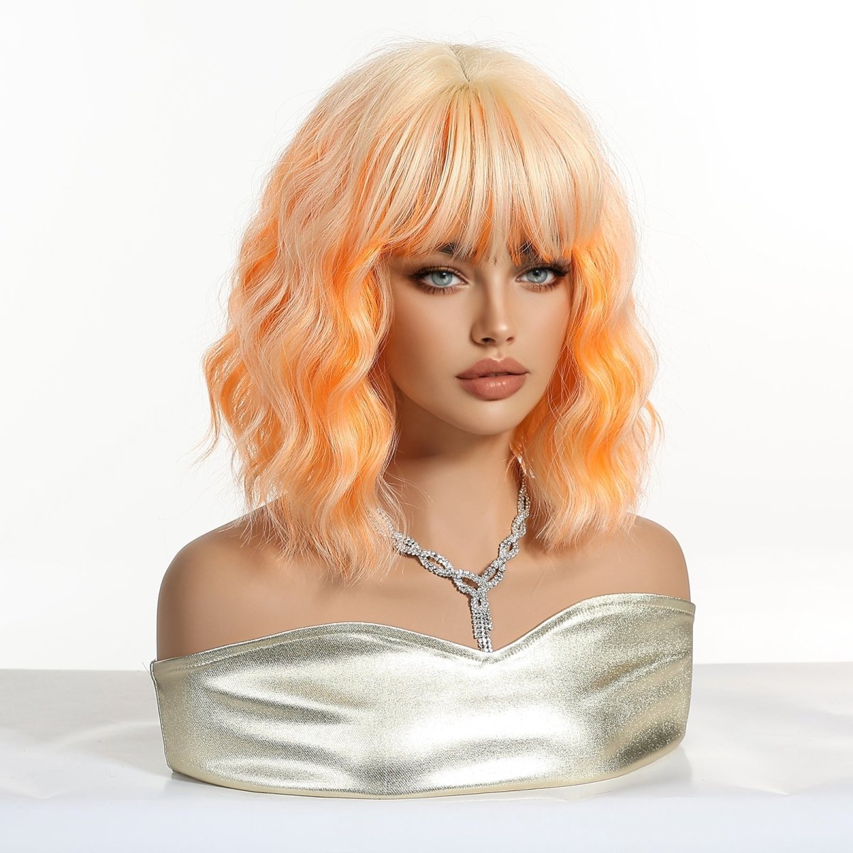 Peach Orange Wavy Bob Wig - MARKETPLACE - Milk &amp; Honey Wigs