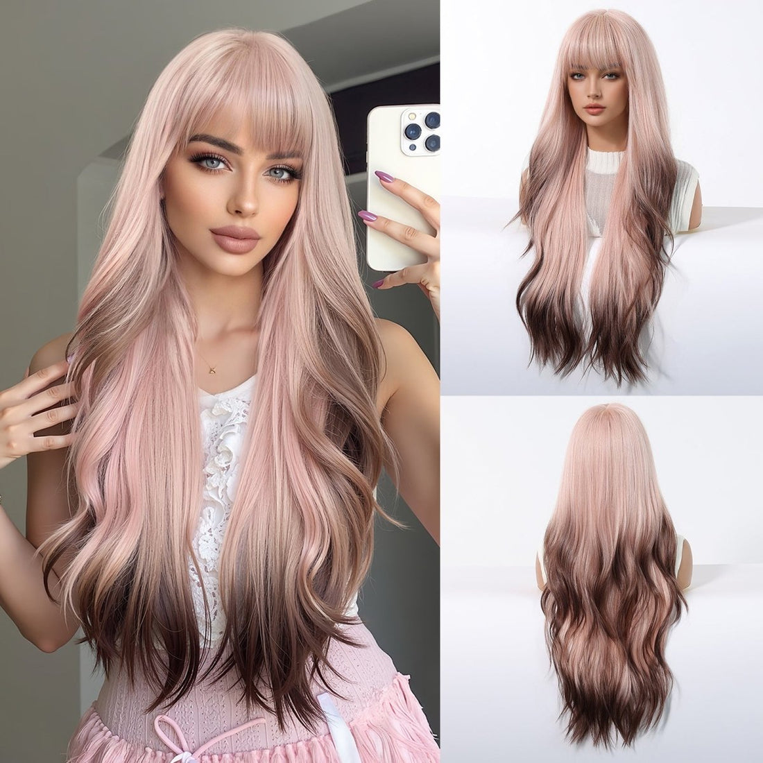 Pink Ombre Long Wavy Wig - MARKETPLACE - Milk &amp; Honey Wigs
