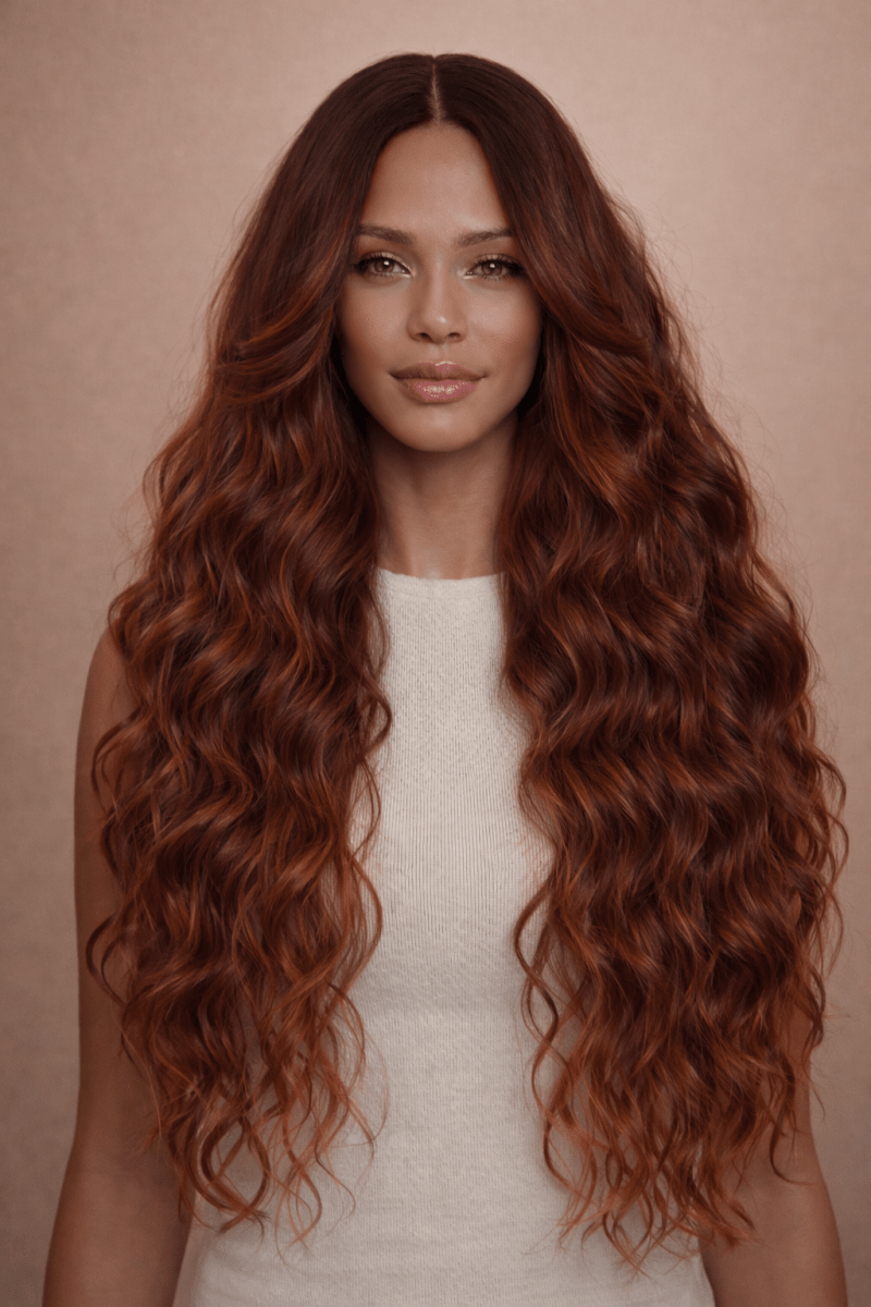 PIPER - Burgundy - Lace Front Wig | Red, 28 Inch+, T-Part Lace Front, Synthetic Hair | Milk &amp; Honey Wigs