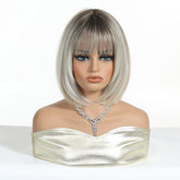 Platinum Blonde Bob Wig with Fringe Wig - MARKETPLACE - Milk & Honey Wigs