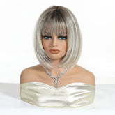 Platinum Blonde Bob Wig with Fringe Wig - MARKETPLACE - Milk & Honey Wigs