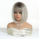 Platinum Blonde Bob Wig with Fringe Wig - MARKETPLACE - Milk & Honey Wigs