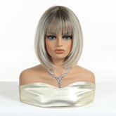 Platinum Blonde Bob Wig with Fringe Wig - MARKETPLACE - Milk & Honey Wigs