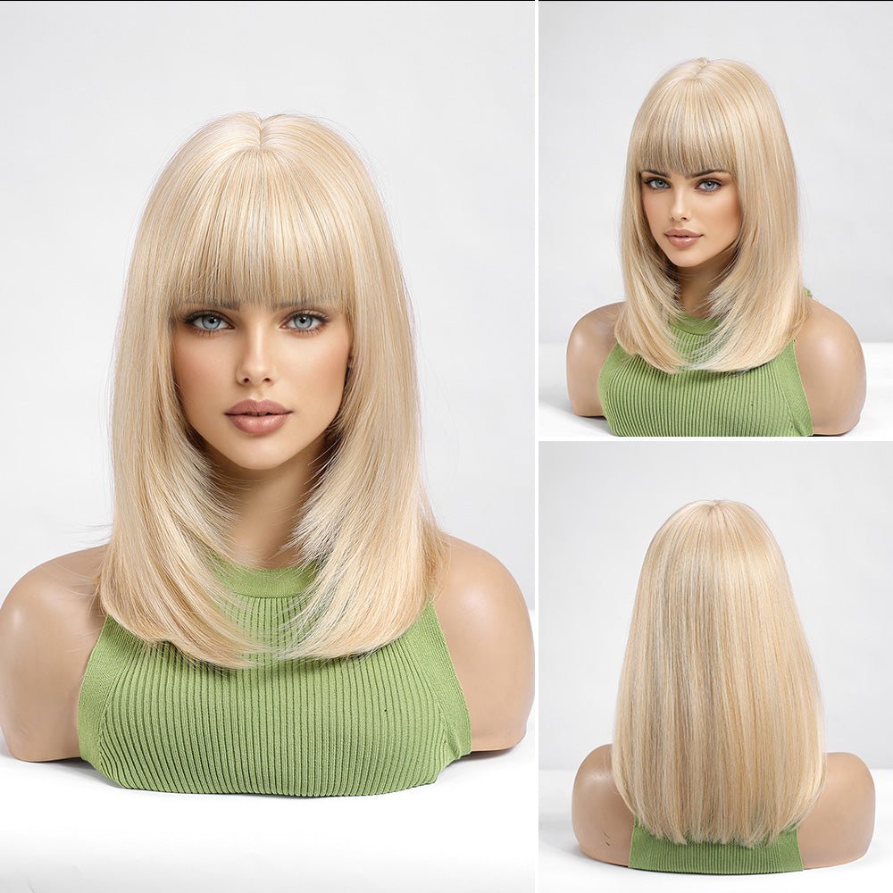 Platinum Blonde Bob with Full Bangs Wig - MARKETPLACE - Milk & Honey Wigs