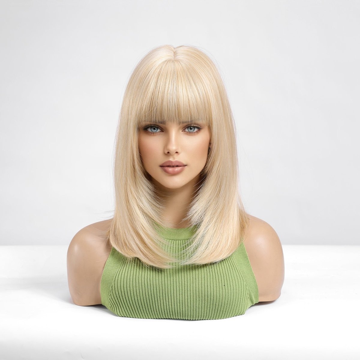 Platinum Blonde Bob with Full Bangs Wig - MARKETPLACE - Milk & Honey Wigs
