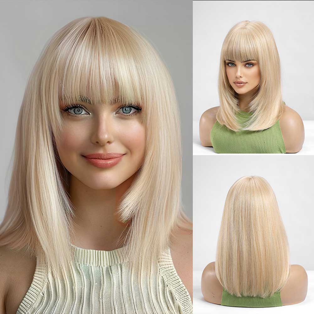Platinum Blonde Bob with Full Bangs Wig - MARKETPLACE - Milk & Honey Wigs