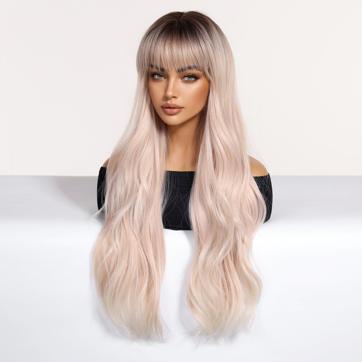 Platinum Blonde Ombre Wig with Fringe - MARKETPLACE - Milk &amp; Honey Wigs