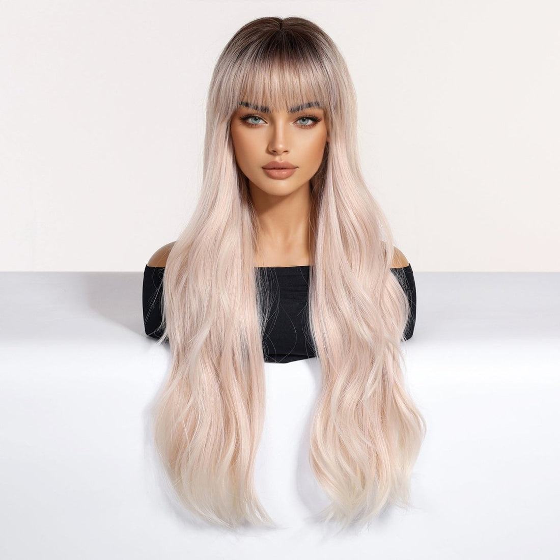 Platinum Blonde Ombre Wig with Fringe - MARKETPLACE - Milk &amp; Honey Wigs