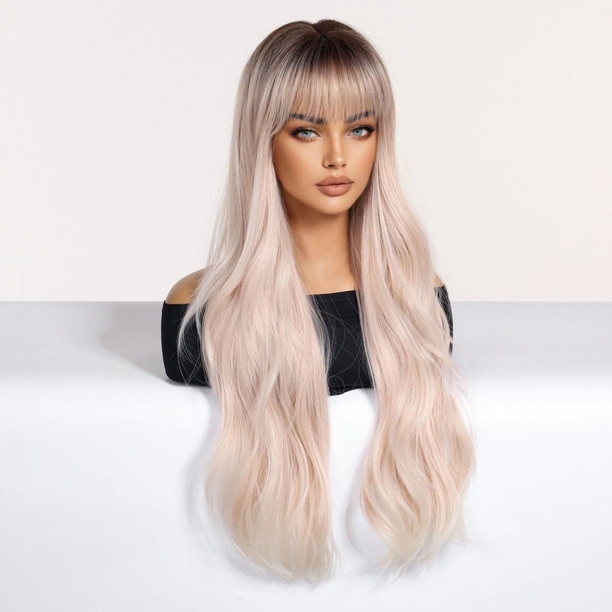 Platinum Blonde Ombre Wig with Fringe - MARKETPLACE - Milk &amp; Honey Wigs