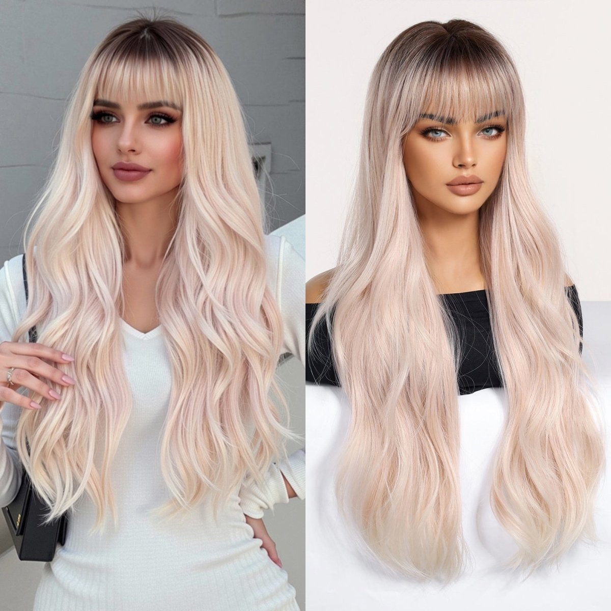 Platinum Blonde Ombre Wig with Fringe - MARKETPLACE - Milk &amp; Honey Wigs