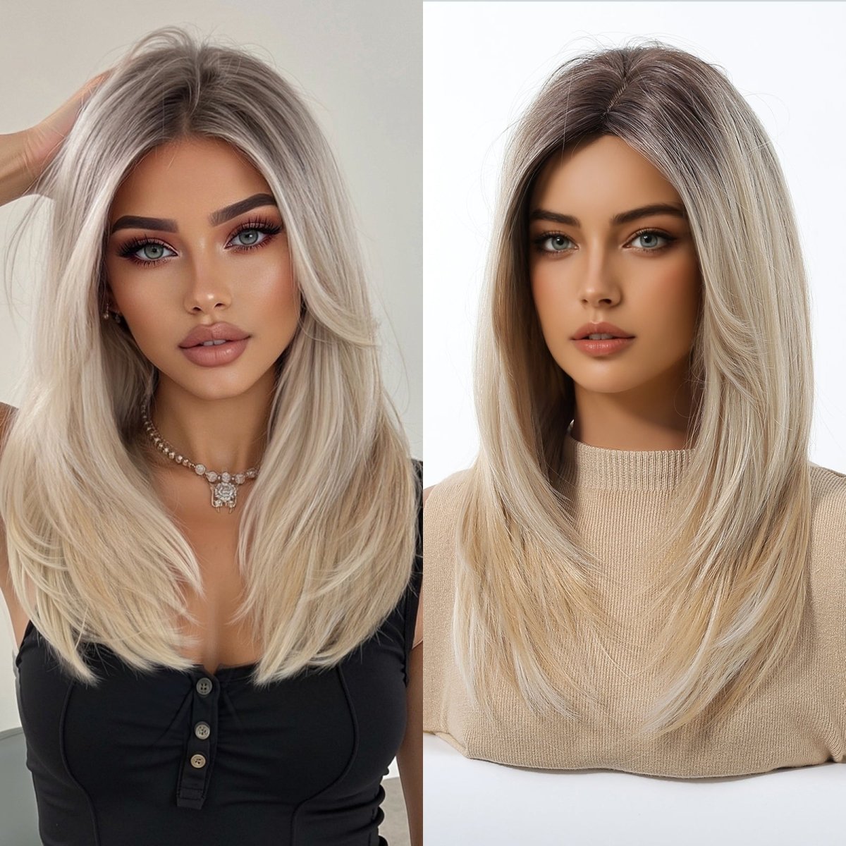 Platinum Blonde with Shadow Roots Wig - MARKETPLACE - Milk &amp; Honey Wigs