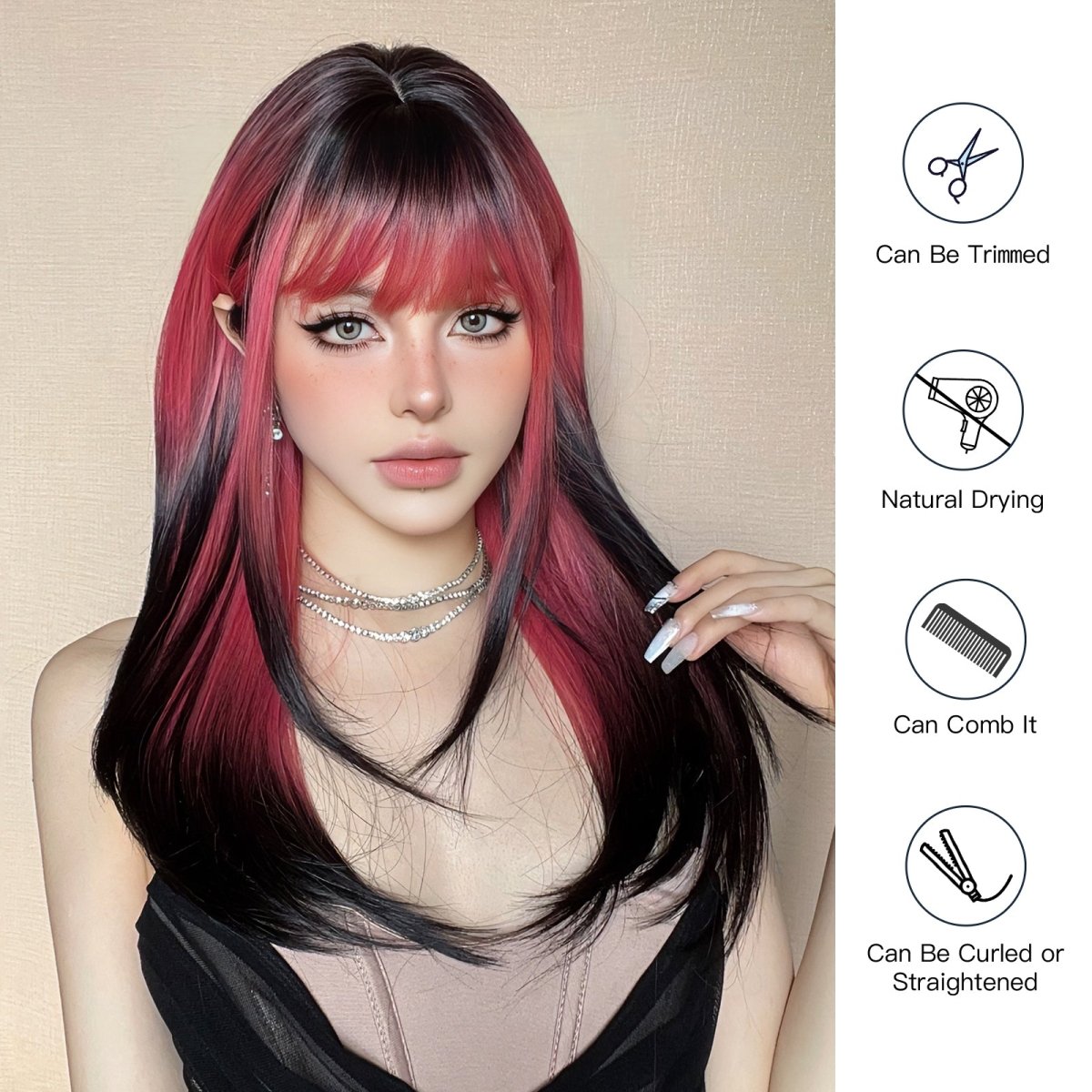 Red and Black Highlight Wig - MARKETPLACE - Milk &amp; Honey Wigs