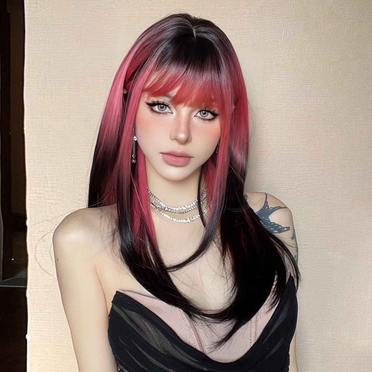 Red and Black Highlight Wig - MARKETPLACE - Milk &amp; Honey Wigs