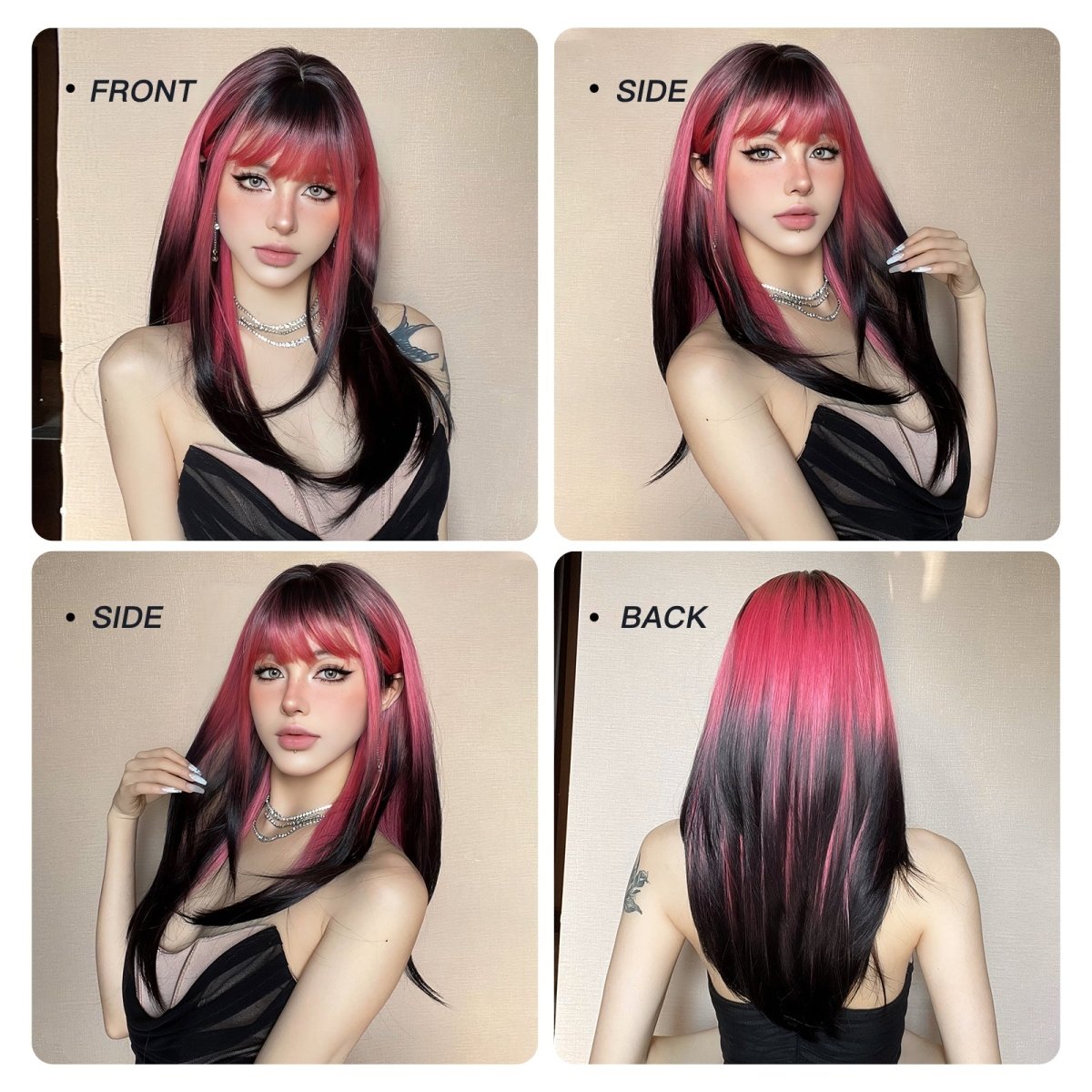 Red and Black Highlight Wig - MARKETPLACE - Milk &amp; Honey Wigs