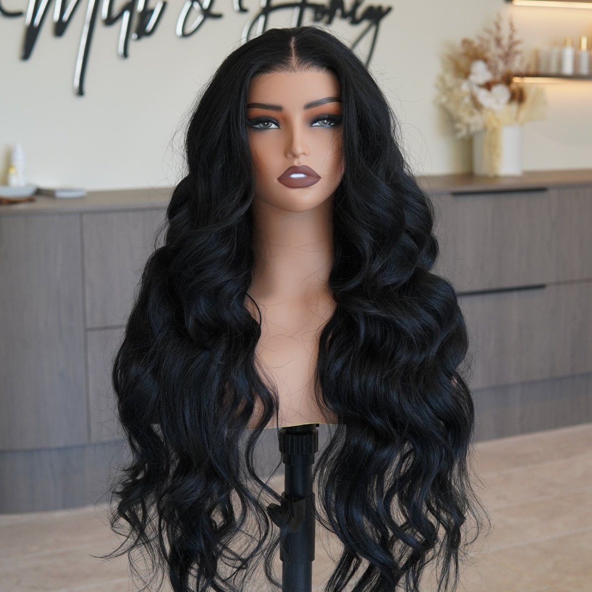ROBBIE Natural Black 13x4 Lace Front Wig - Milk &amp; Honey Wigs