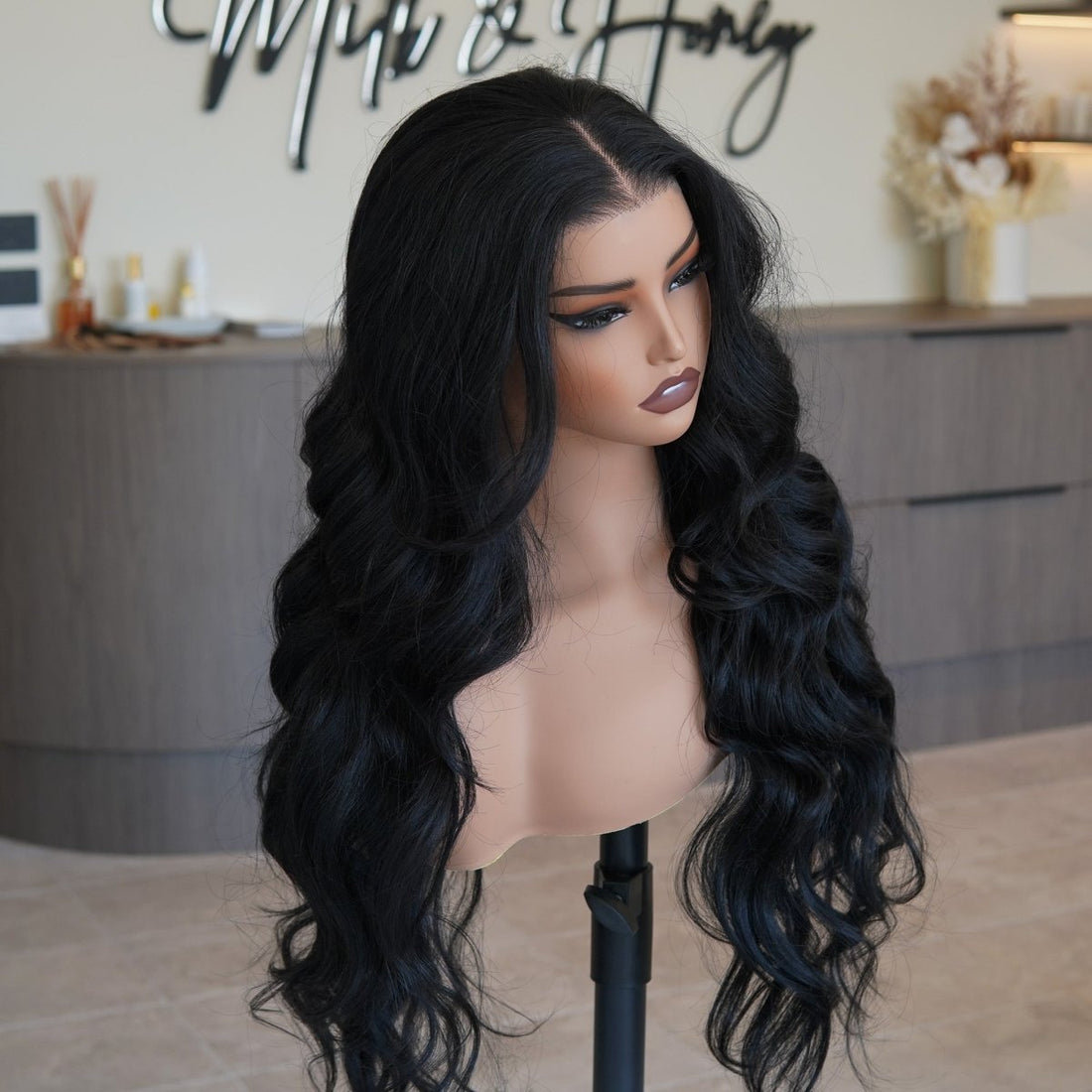 ROBBIE Natural Black 13x4 Lace Front Wig - Milk &amp; Honey Wigs